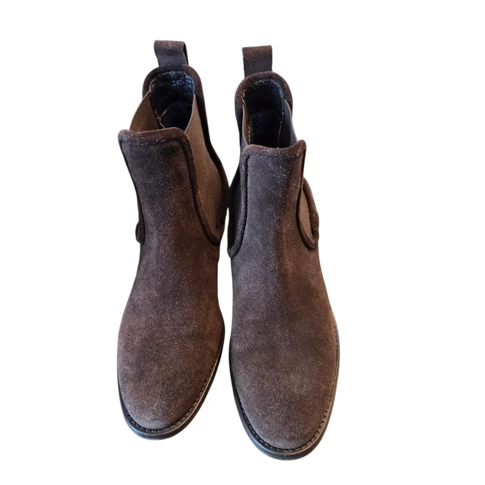Aquatalia Oliviera Weatherproof Suede Pull-On Booties Boots Brown Size 5